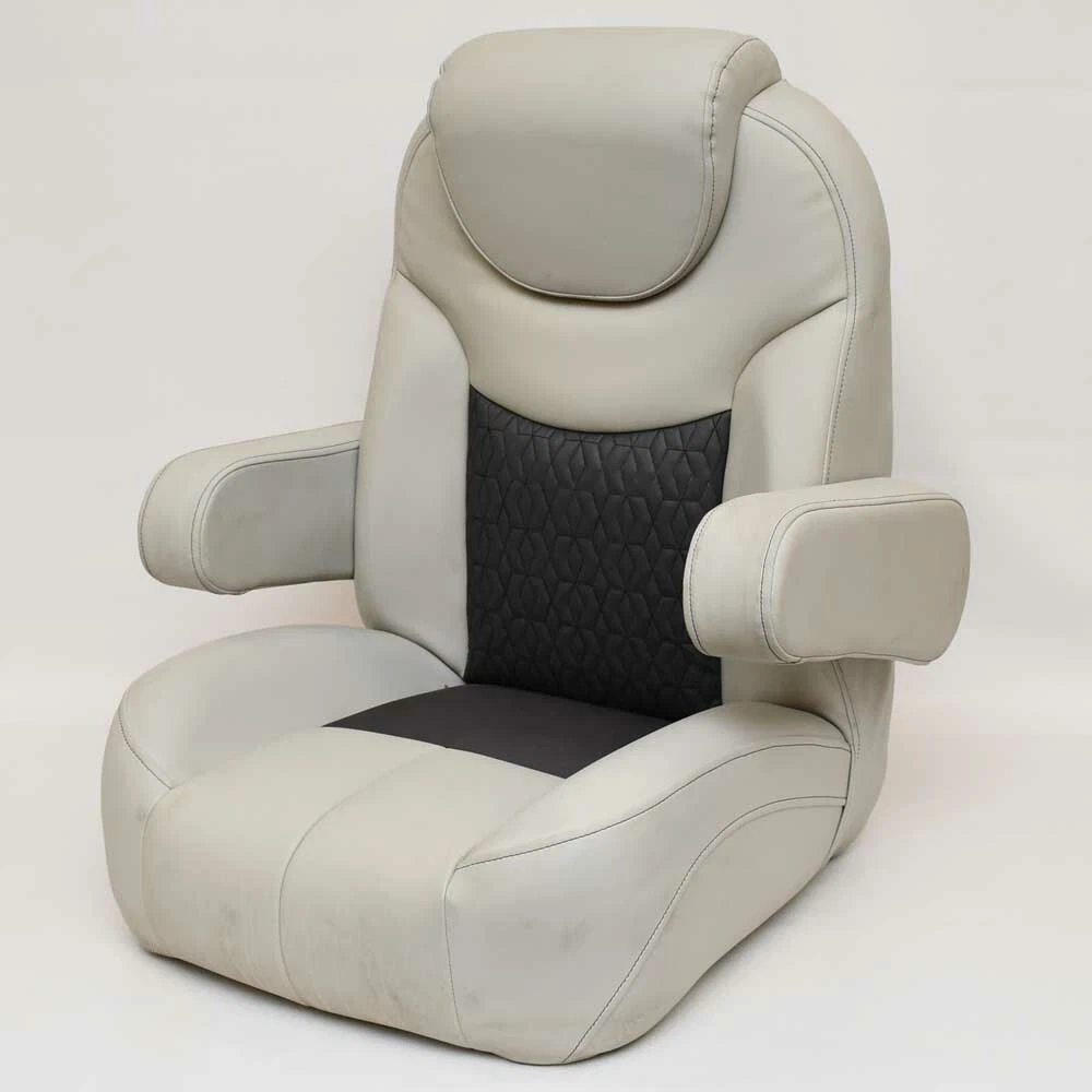 Godfrey Pontoon Boat Reclining Captains Helm Seat Off White Gray