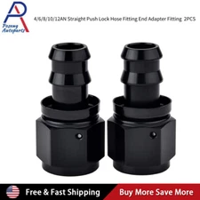 2PC Straight Push on Lock Hose Fitting Oil/Fuel/Gas Line Adapter 4 6AN 8AN 10AN