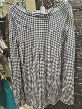 Talbots Blue Beige Gingam Pleated Skirt 12 Vintage 80s To 90s Cottagecore