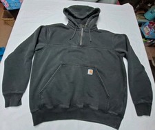Carhartt Rain Defender 1/4 Zip Hooded Sweatshirt Men  s sz L Loose Fit Black