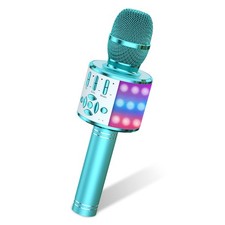 Kids Bluetooth Karaoke Microphone with LED Light - Birthday Gift for Ages 3-12