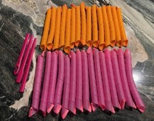 30 Curlformers Heatless Soft Spiral Curlers For Long Hair with Hook Pink/Orange