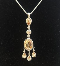 wundervoller Citrin & Zirkonia Anhänger honiggelb Tropfen 925 Sterling Silber