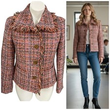 Jones NY Blazer Womens Sz 6P Pink Tweed Jacket Workwear Business Casual Office