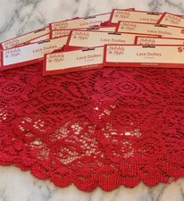 Lot Of 26 Red Christmas 12 Inch Lace Doilies, NEW