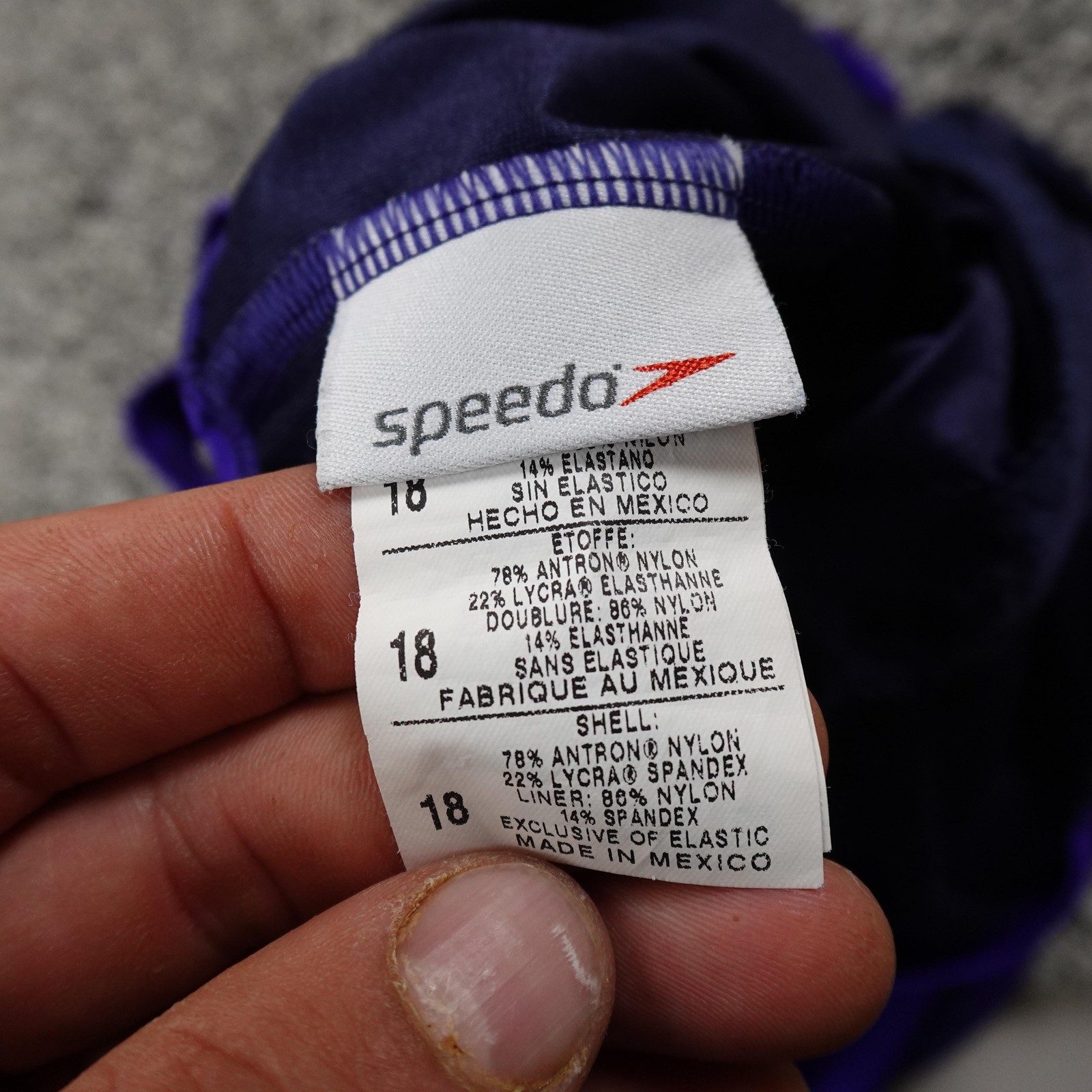 Speedo Swimsuit Womens 18 Blue One Piece Crossback Lined Athletic Swim Bikini