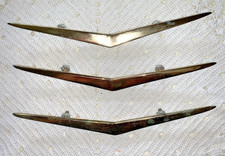 No Tariff Fee 3 Vtg Chevy Chevrolet Brass-tone Chevron Hood Trunk Auto Emblem