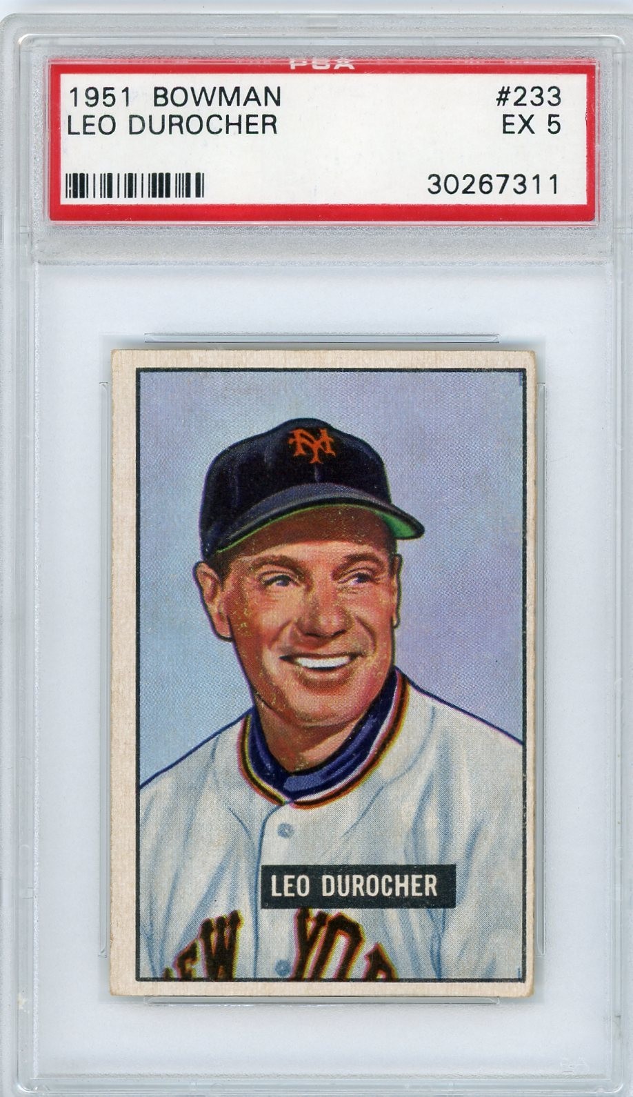 1951 Bowman #233 Leo Durocher PSA 5 EX Vintage New York Giants Baseball