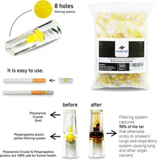 8 Hole 300 Disposable Cigarette Filters That Remove Tar, Tar Filters, Reduce ...