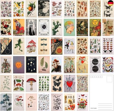 50 Stück Pflanzen Postkarten Vintage Botanical Postkarten Set Retro 