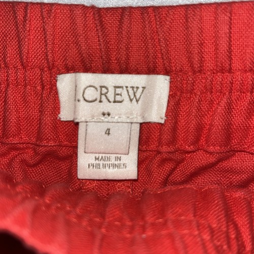 J.Crew Shorts Women Size 4 Coral Linen Cotton Blend Elastic Waist Pockets - Picture 2 of 9