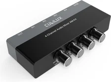 AM-K4 6.35Mm Audio Mixer [Ultra-Low Noise, Hifi AMP] 4-Channel Line-In 1/4” Mini