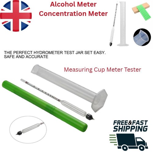 One Set Triple Scale Alcohol Hydrometer and Test Jar for Home Brew Wine UK