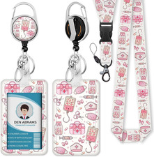 Lanyards for Id Badges, Nurse Badge Holder with Retractable Reel Belt Clip, Cute