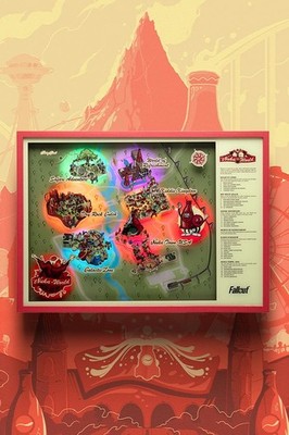Fallout 4 76 Nuka Cola World Map Light Up Framed Shadowbox Official Sold Out NEW