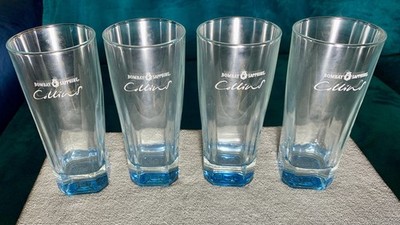 4er Set Bombay Sapphire Collins Gläser Blau Hexagon Base Gin Cocktail Tumbler