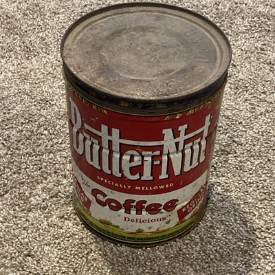 Butternut Coffee Regular Grind Advertising Tin Red White Coffee