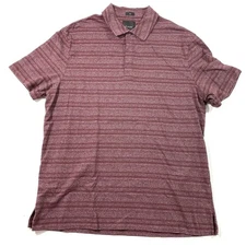 01. Algo Mens Slim Short Sleeve Polo Shirt Maroon Heathered Stripe Size XXL