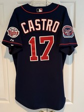 Juan Castro 2005 Game Used Worn Minn. Twins Jersey W/40Yr 1965 AL Champ. Patch