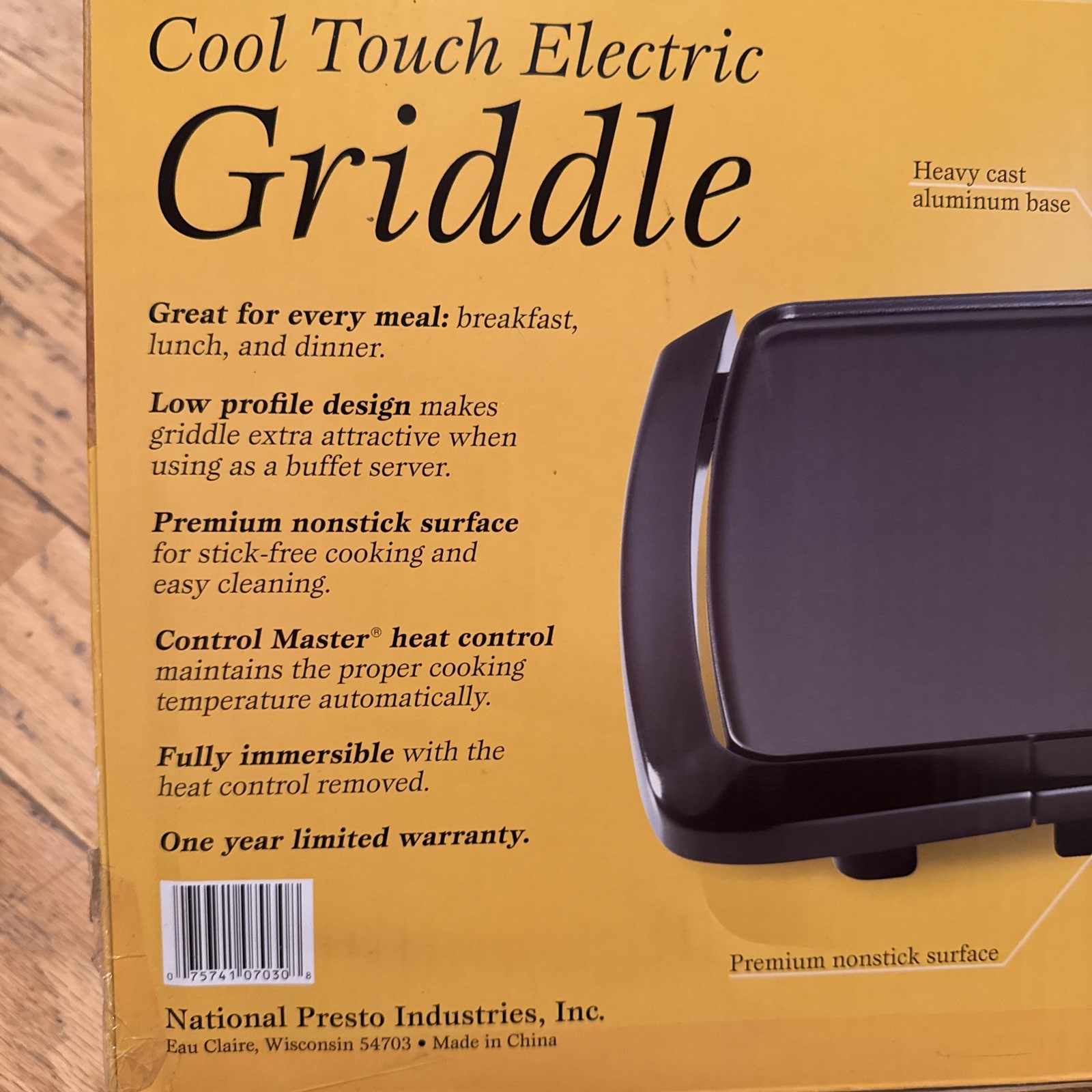 Presto 07030 1500-Watt Cool Touch Electric Non Stick Griddle Sealed NEW