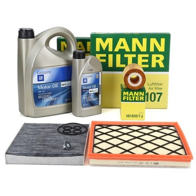 MANN Filterset 3-tlg + 6L ORIGINAL 5W30 dexos2 Motoröl für OPEL ASTRA J 1.7 CDTI