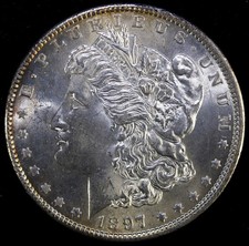 1897 $1 Morgan Silver Dollar BU UNCIRCULATED #M7