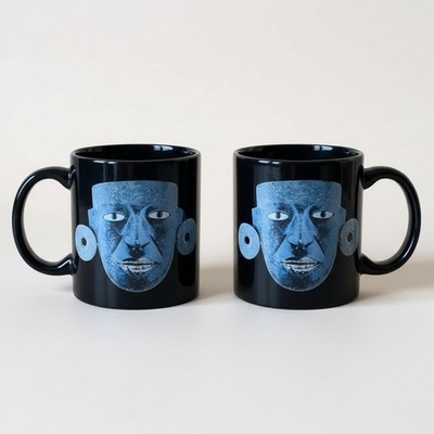 Vintage Guggenheim Museum Mugs Set of 2 Aztec Teotihuacan Mask Coffee Cup 2004