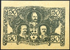 BAD KREUZNACH 1917/1918  Kaiser Wilhelm II, Hindenburg, Ludendorff  50 Pfennig