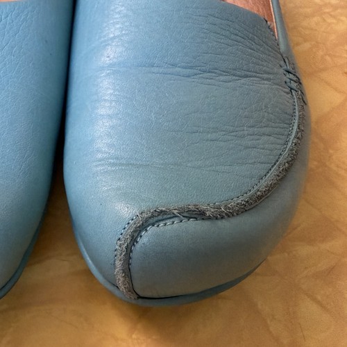 John Fluevog Mentor Desire Flat Aqua Leather Comfort Women's Shoes Slip On W 8.5