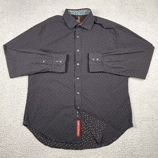 Robert Graham Shirt Mens Black XLPolka Dot Paisley Button Long Sleeve Flip Cuff