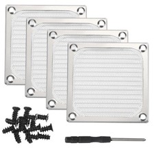 4Pcs 83mm Fan Filter Grills Aluminum Frame Mesh with Accessories, Silver