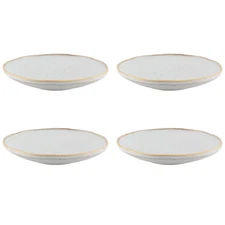 Casa Alegre Gold Stone White Deep Plate, Set of 4