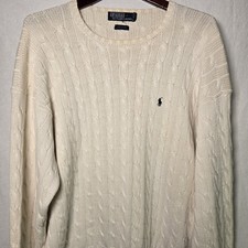 Polo Ralph Lauren Women s Large Cotton Cable Knit Crew Neck Sweater Off White