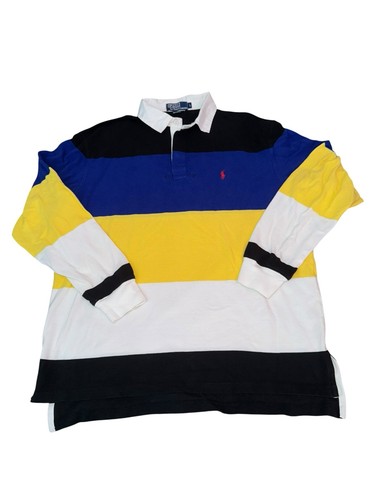NEW NWOT Mens OG 90s Vintage Polo Ralph Lauren Rugby Shirt Striped Color Block L