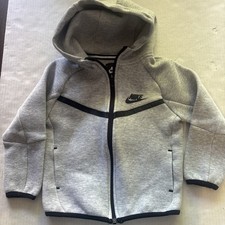 NIKE Youth Gray W/Black Zip-Up Hoodie Sweatshirt Pockets Kids Size 4/5