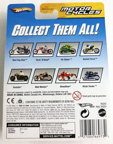 2008 Hot Wheels Motor Cycles Silver And Blue Blade Raider Bike With Rider - Picture 6 of 8