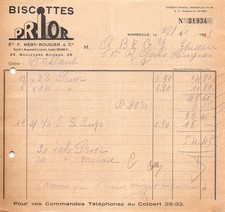 1935 BISCOTTES PRIOR ETS F MERY ROUGIER A MARSEILLE - SOCIETE ABEGY