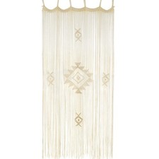 Macrame Curtain Handmade Ivory 35" W x 74" L Boho Curtains for Bedroom, Living