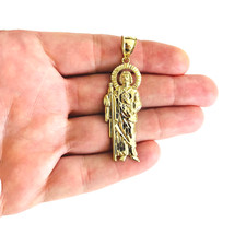 Colgante de oro macizo de 10 quilates San Judas Tadeo - 2,25" oro real de 10 quilates San Judas - G114