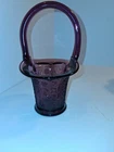 Vintage Dark Amethyst Glass,  Basket with Applied  Handle , 7 " Height  X4.5...
