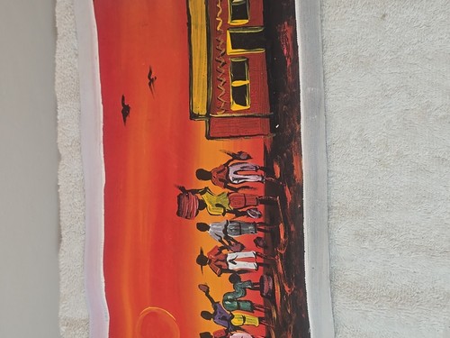 Kenyan Africa Culture Painting On Canvas 19.5x7 - Picture 6 of 8