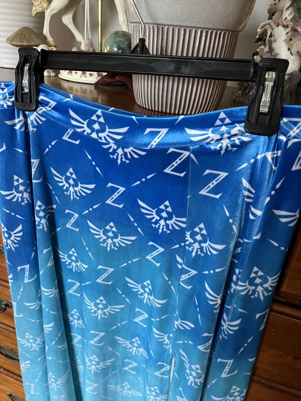 RARE BlackMilk Legend of Zelda Velvet Maxi Skirt Blue Slit Fantasy Gamer NWOT image 3