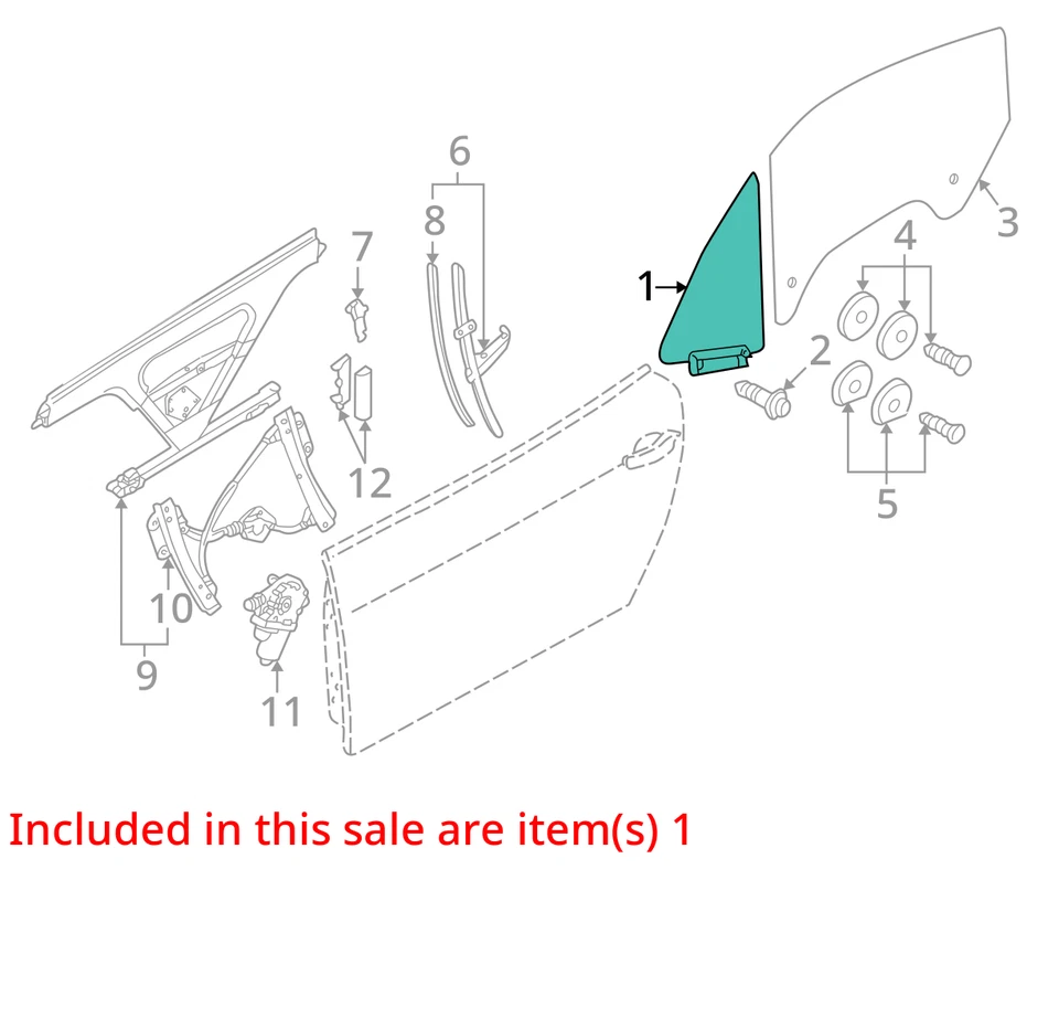 Front Vent Glass/window AUDI TT Left 00 01 02 03 04 05 06 Foto 2 de 3