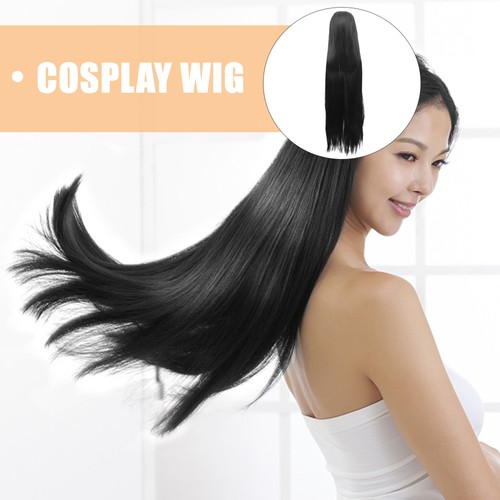 Heat Resistant Black Synthetic Fiber Wig Long Straight Hair - Afbeelding 11 van 12