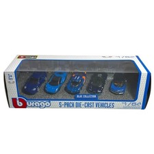 Set Modellini Auto Bburago 1/64 5 Pack Vehicles Blue Collection