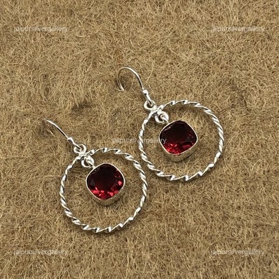 Pink Tourmaline Gemstone Earrings 925 Silver Handmade Jewelry 1.6'' For Mother