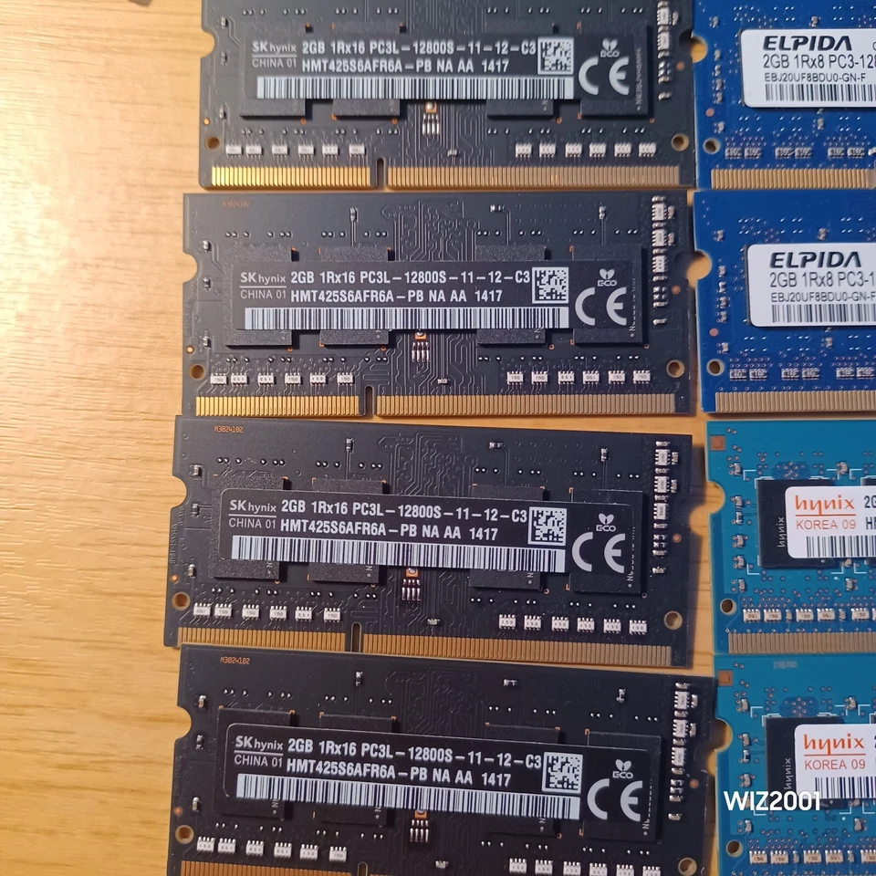 Lot 8X Sk Hynix Elpida 8 x 2GB 1Rx8 SO-DIMM PC3 Memory 204pin DDR3 Total 16GB - Image 2 of 4