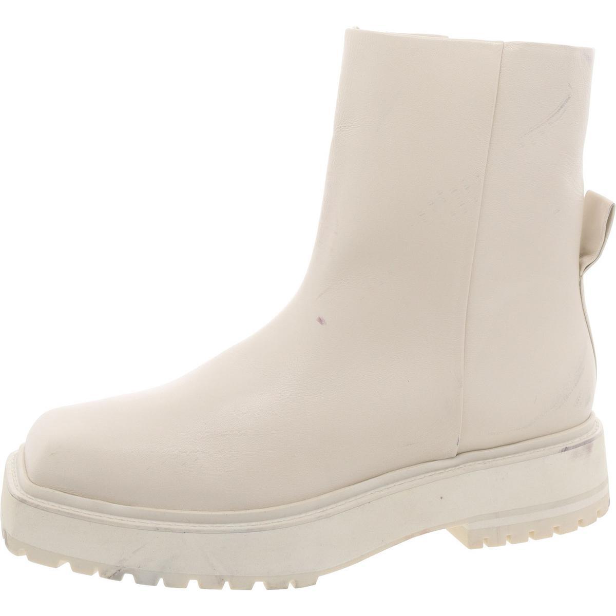 Женские ботинки до середины икры из кожи цвета слоновой кости Larroude 10 Medium (B,M) BHFO 9749