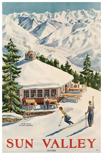 Sun Valley Idaho Vintage Travel Ski Poster