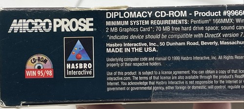 Diplomacy The Game of International Intrigue PC Big Box Micro Prosa versiegelt 1999 - Bild 5 von 9